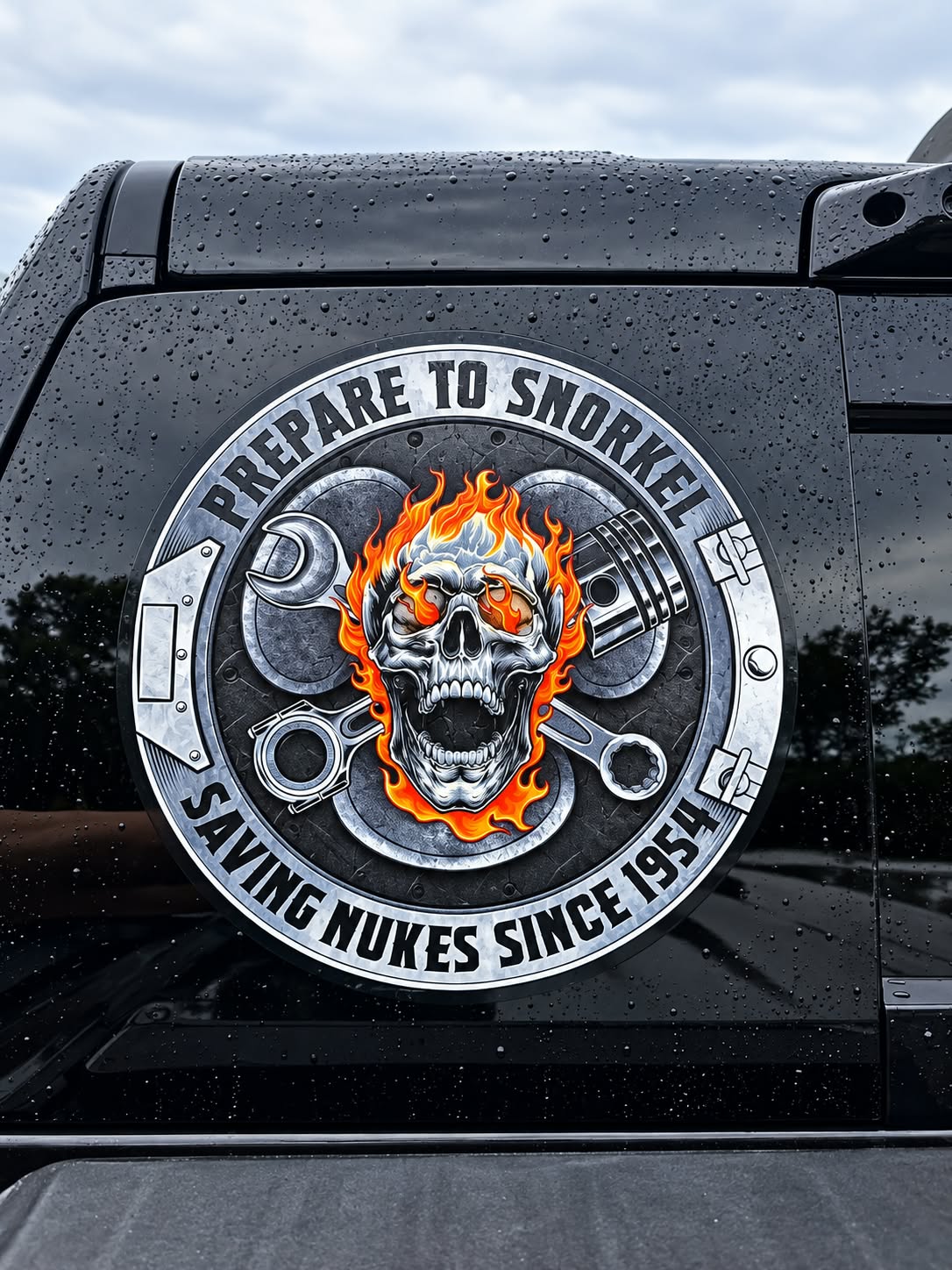 14" Clear background A-Gang Window Cling Skull