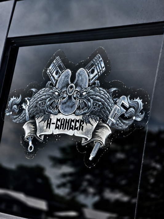 14" Clear background A-Gang Window Cling