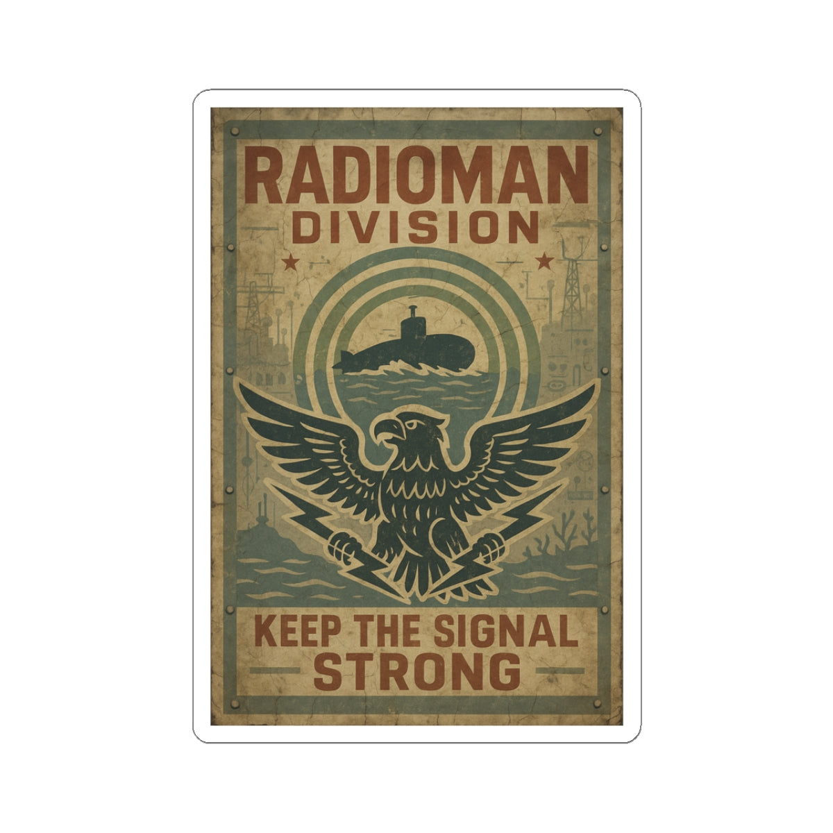 Vintage Radioman Sticker | Keep the Signal Strong