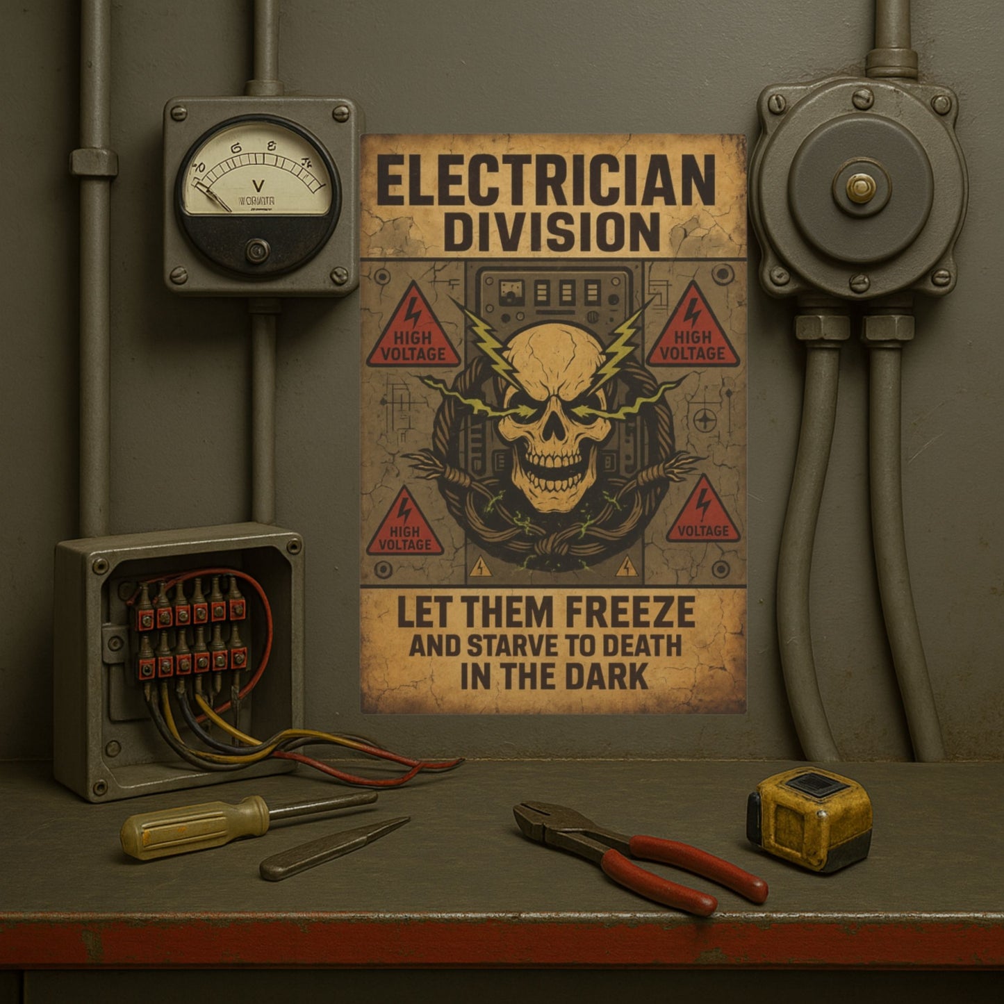 Electrician Vintage Metal Art Sign | Let Them Freeze