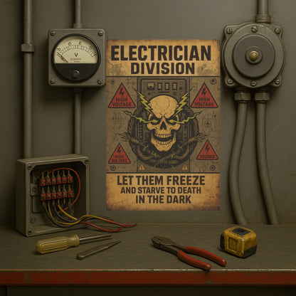 Electrician Vintage Metal Art Sign | Let Them Freeze