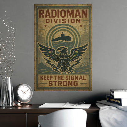 Radioman Vintage Poster | Keep the Signal Strong