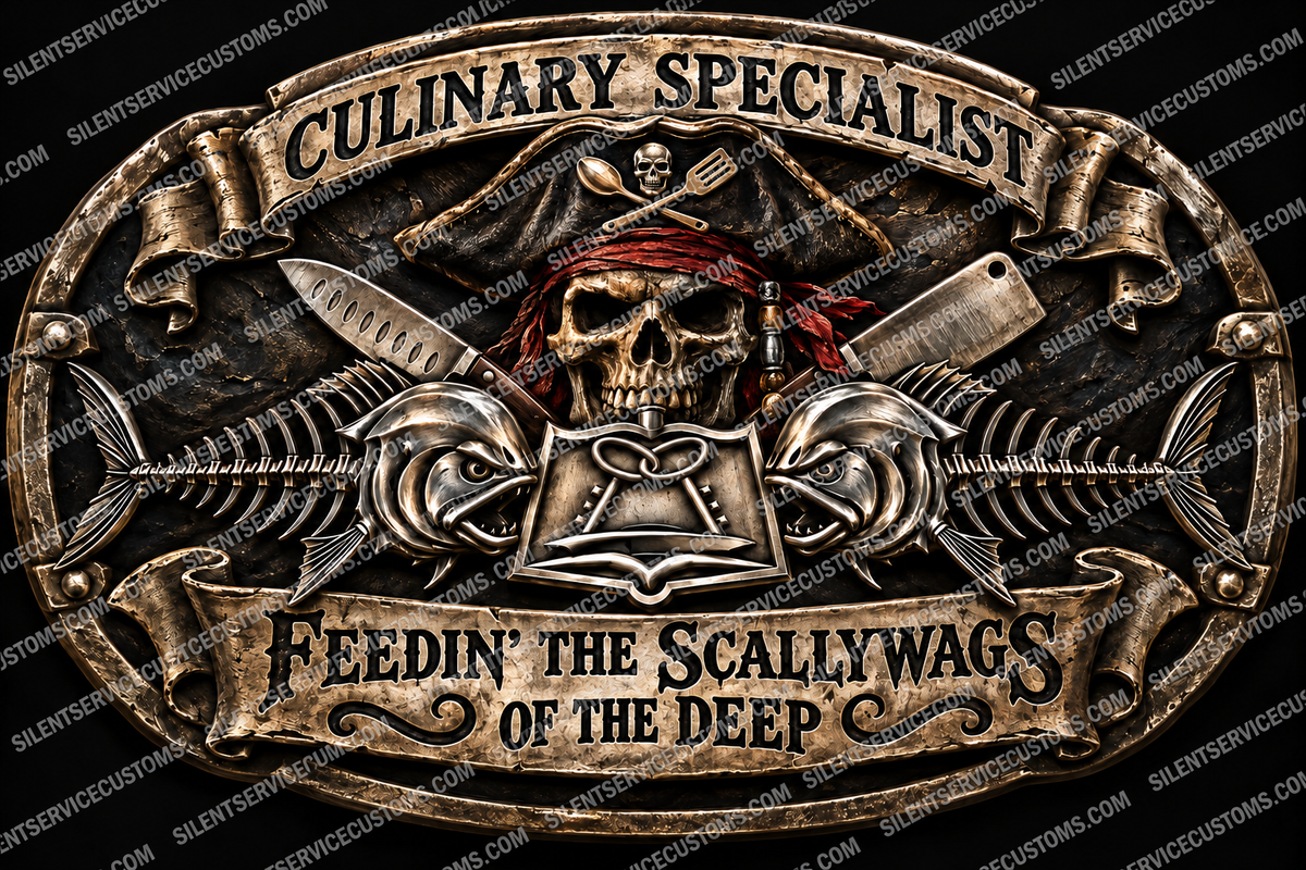 Culinary Specialist Pirate Belt Buckle – “Feedin’ the Scallywags of the Deep”