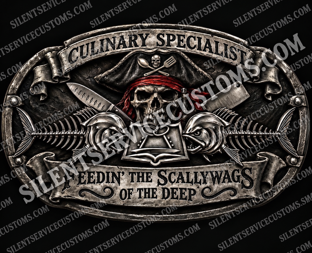 Culinary Specialist Pirate Belt Buckle – “Feedin’ the Scallywags of the Deep”